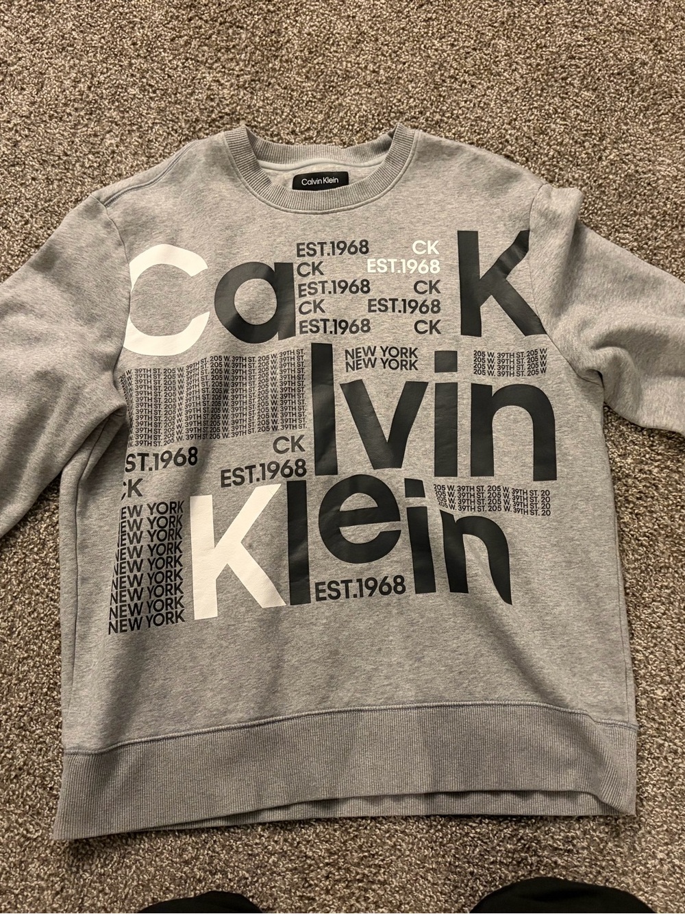 Calvin Klein Gray Graphic Crewneck Sweatshirt